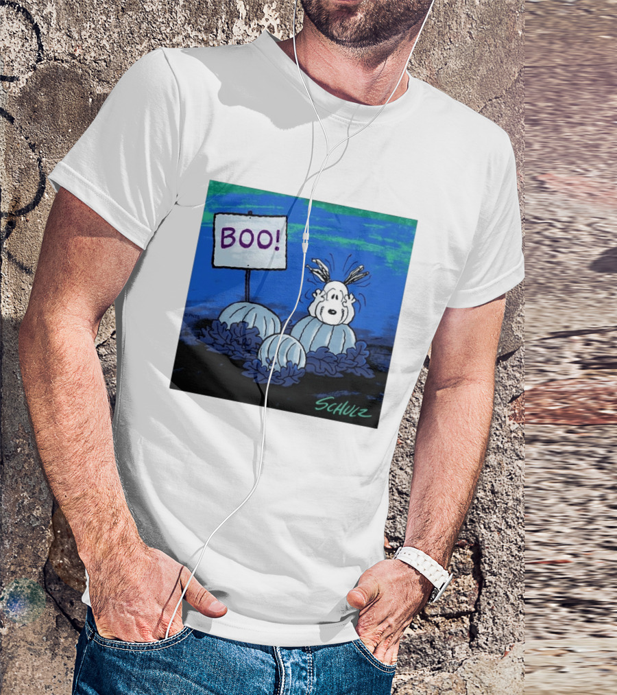 BOO Snoopy Pumpkin Patch Season Halloween Scene By Schulz T-Shirt