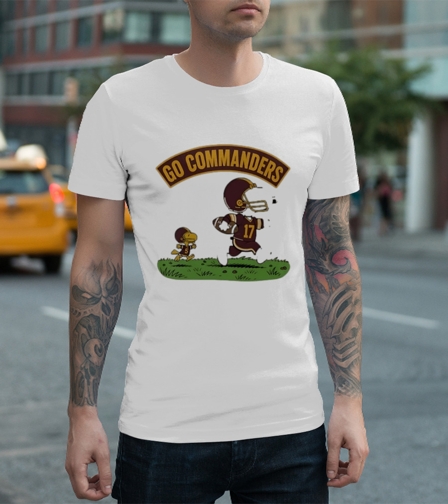 Go Commanders Snoopy Woodstock Football Number 17 Collaboration With Washington Commanders T-Shirt