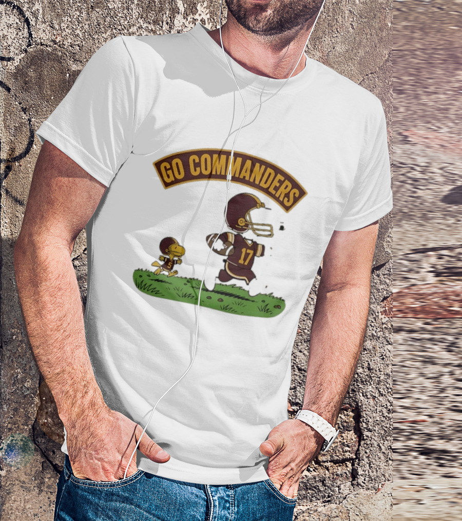 Go Commanders Snoopy Woodstock Football Number 17 Collaboration With Washington Commanders T-Shirt