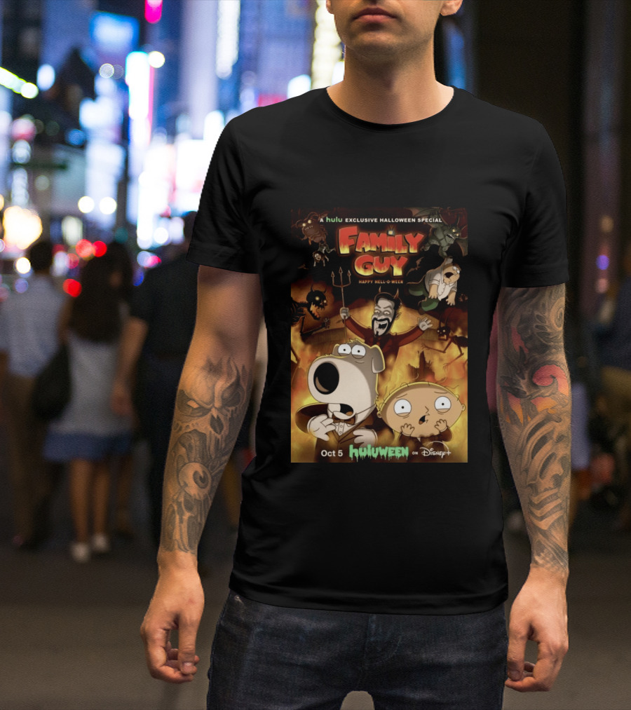 Hulu Exclusive Halloween Special Family Guy Happy Hell O Ween Oct 5 Huloween On Disney Plus T-Shirt