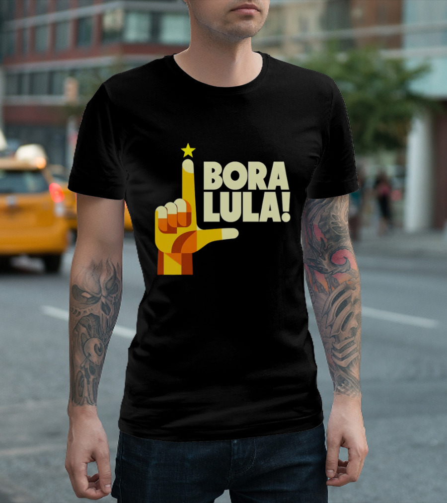 Bora Lula Political Campaign Brazil President Star Hand Gesture T-Shirt