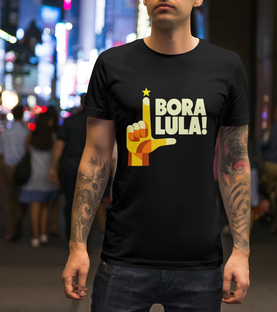 Bora Lula Political Campaign Brazil President Star Hand Gesture T-Shirt