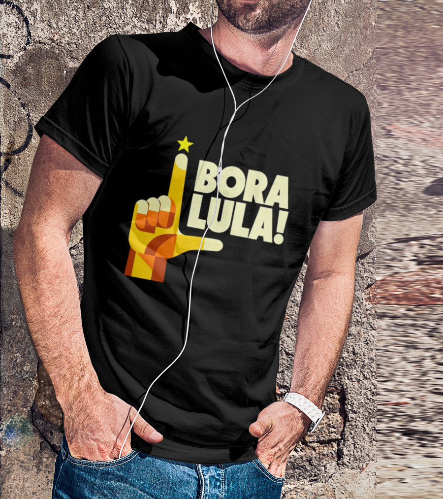 Bora Lula Political Campaign Brazil President Star Hand Gesture T-Shirt