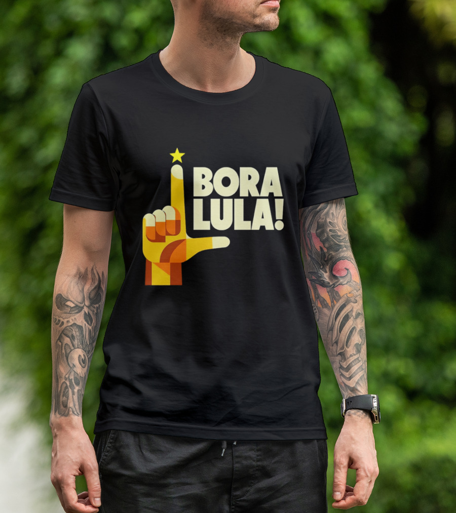 Bora Lula Political Campaign Brazil President Star Hand Gesture T-Shirt