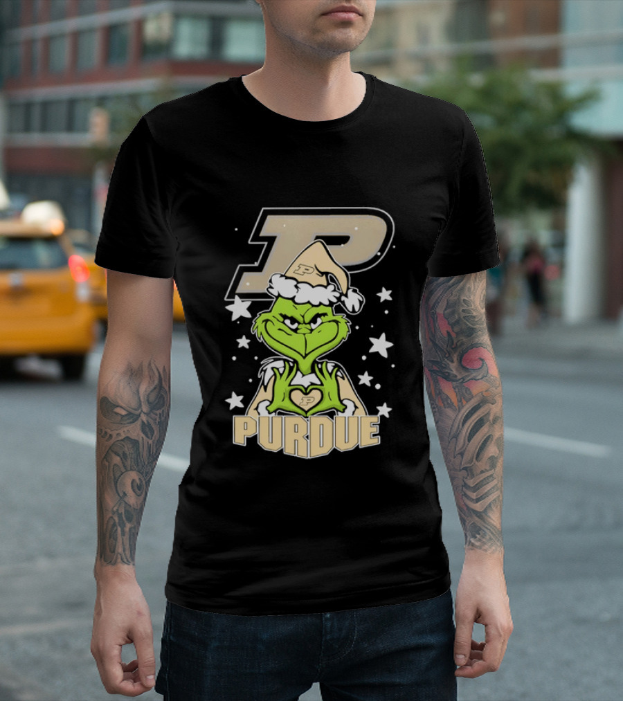 Purdue Boilermakers Christmas Grinch Heart T-Shirt
