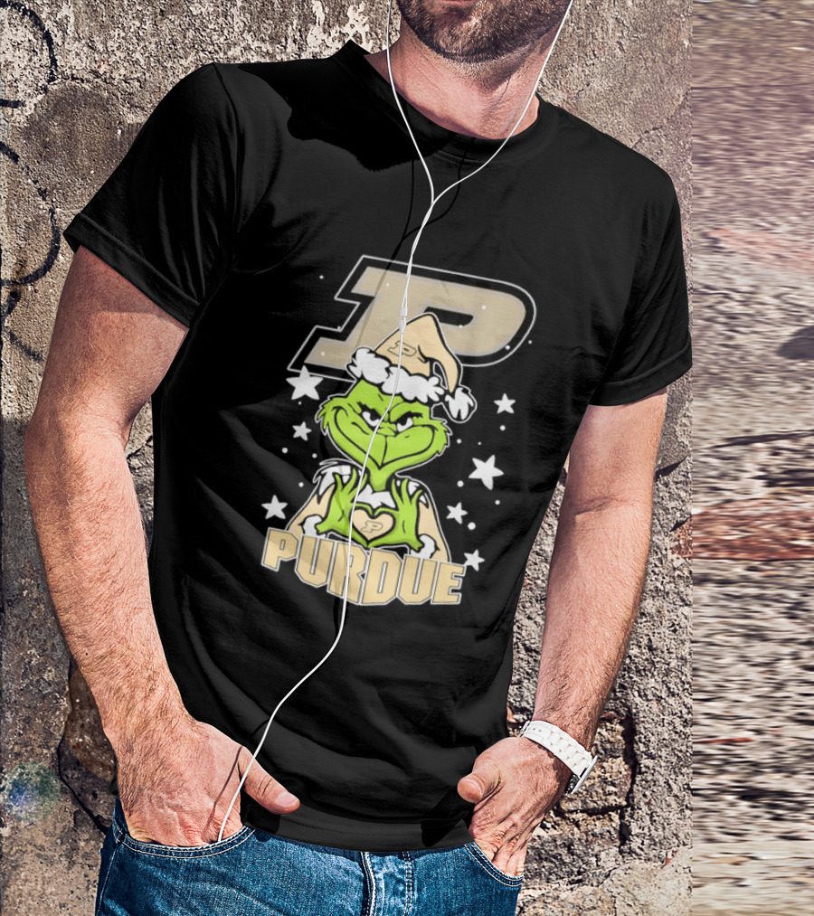 Purdue Boilermakers Christmas Grinch Heart T-Shirt