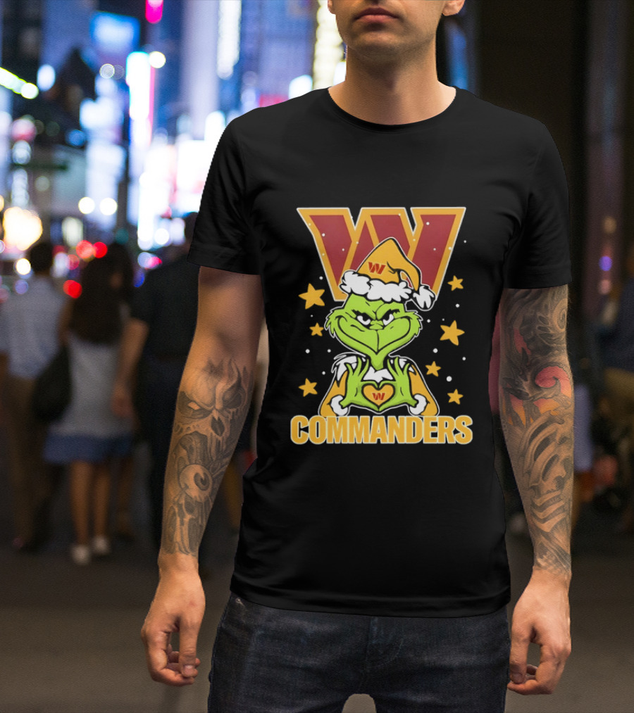 The Grinch Christmas W Commanders Football Team T-Shirt