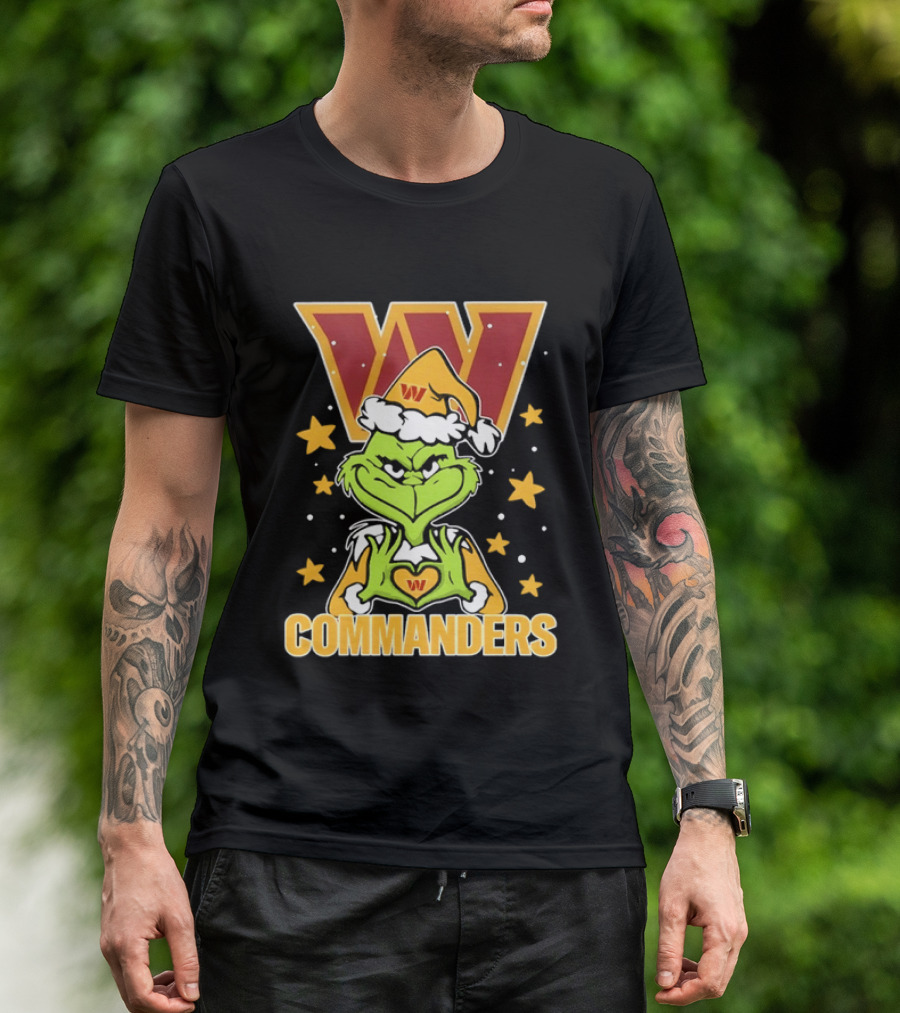 The Grinch Christmas W Commanders Football Team T-Shirt