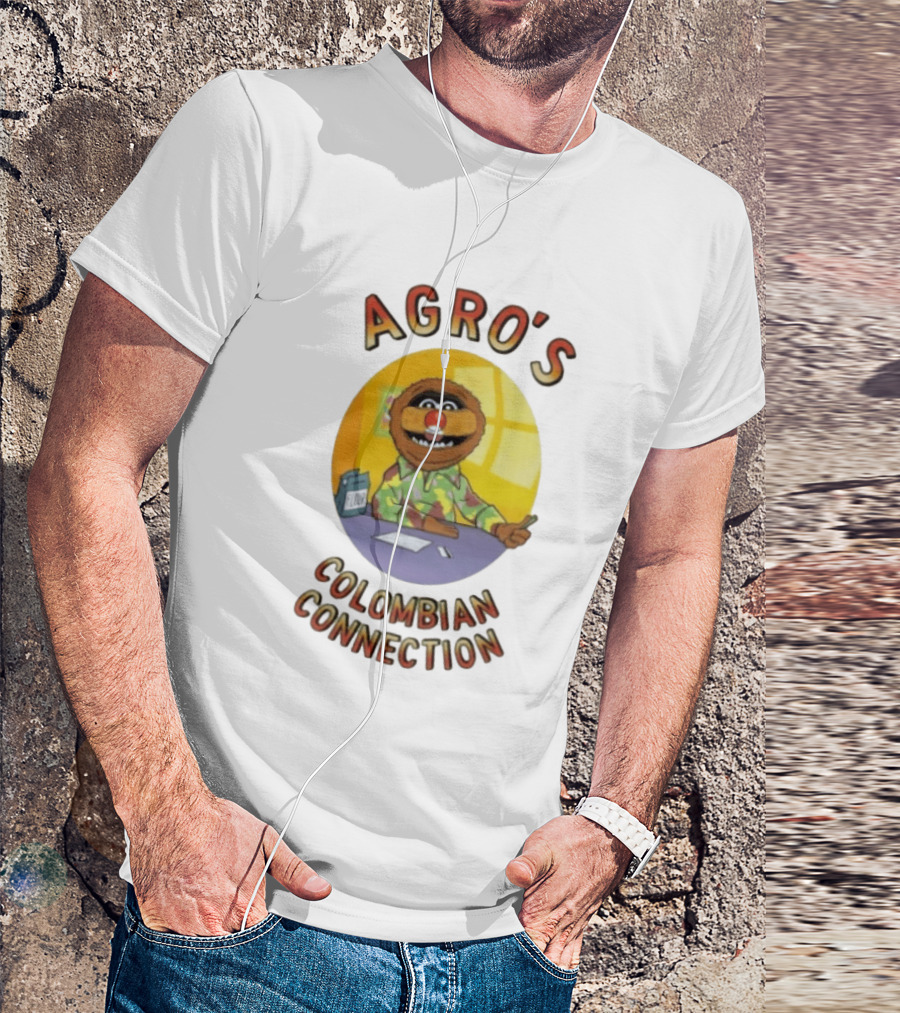 Agro's Colombian Connection Funny Character With Desk And Papers T-Shirt