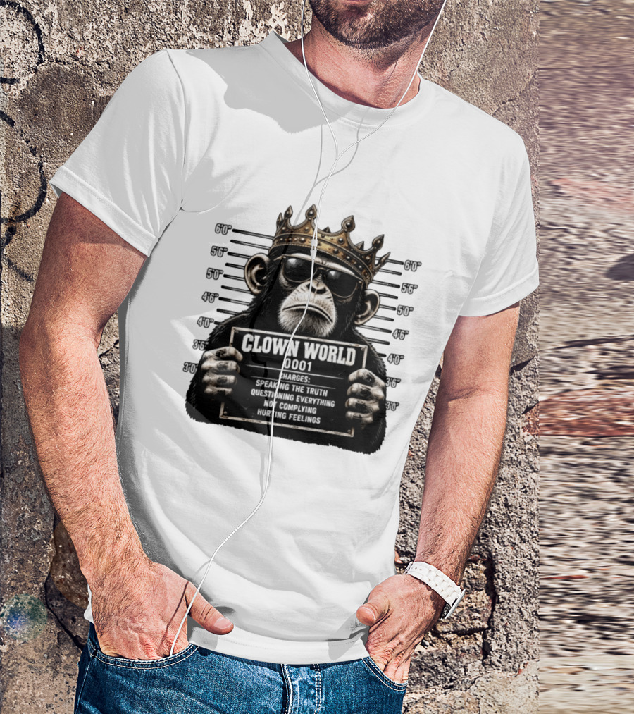 Clown World Shot Monkey Truth Questioning Non Compliance Charges T-Shirt