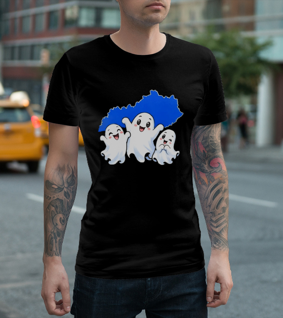 Ghosts And Kentucky State Map Halloween Fun T-Shirt