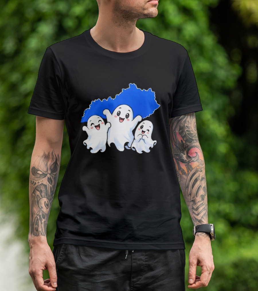 Ghosts And Kentucky State Map Halloween Fun T-Shirt