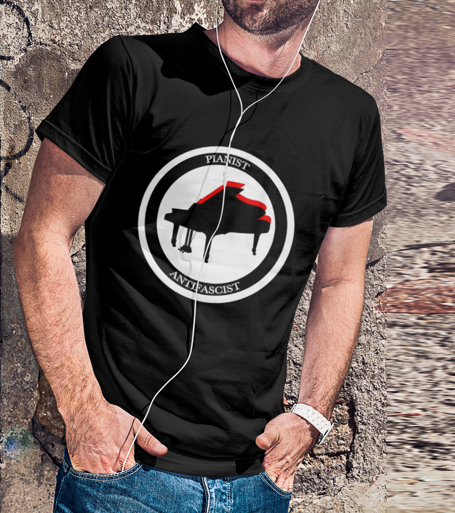 Pianist Antifascist Grand Piano Music T-Shirt