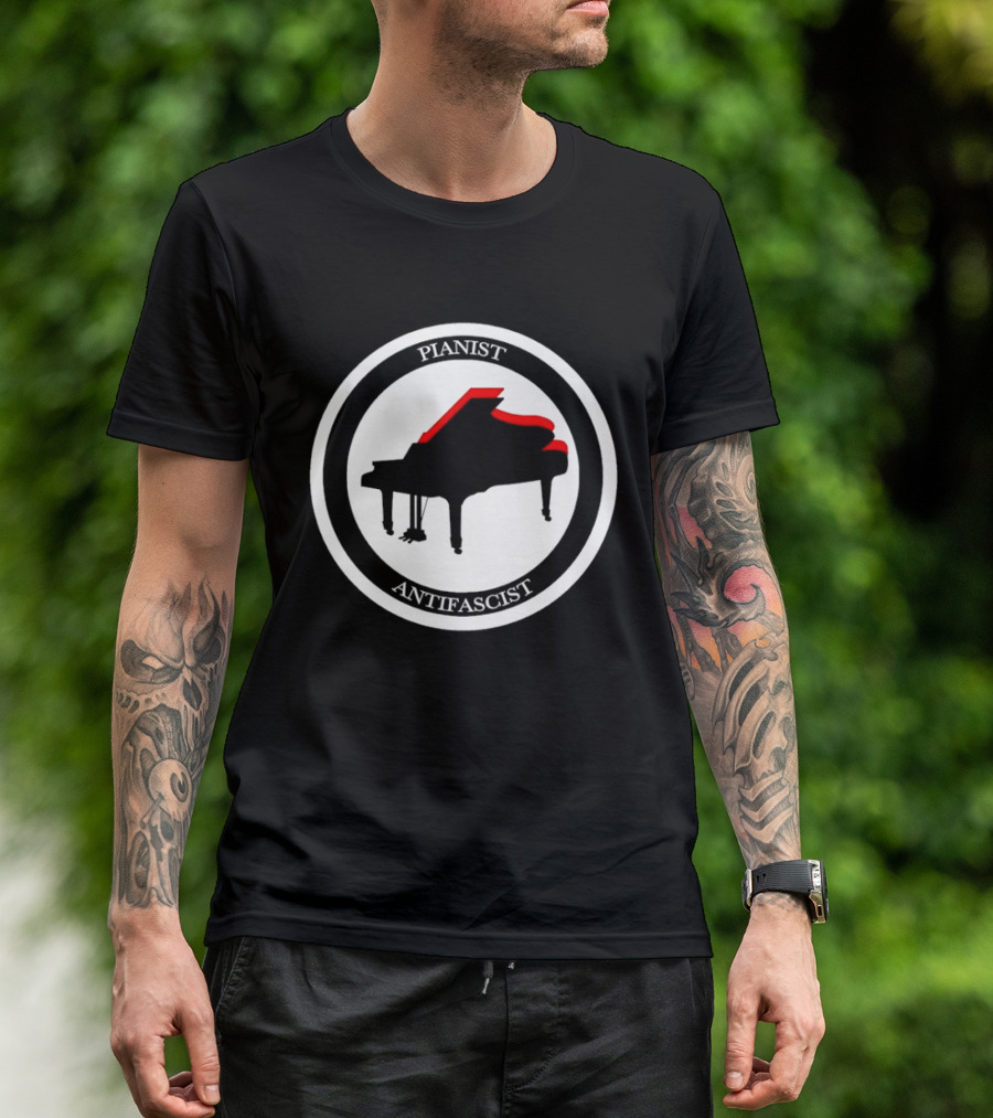 Pianist Antifascist Grand Piano Music T-Shirt