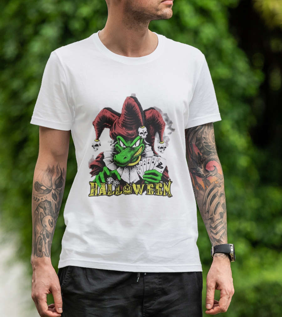 Halloween Joker Crocodile Dice Playing Cards Skulls T-Shirt