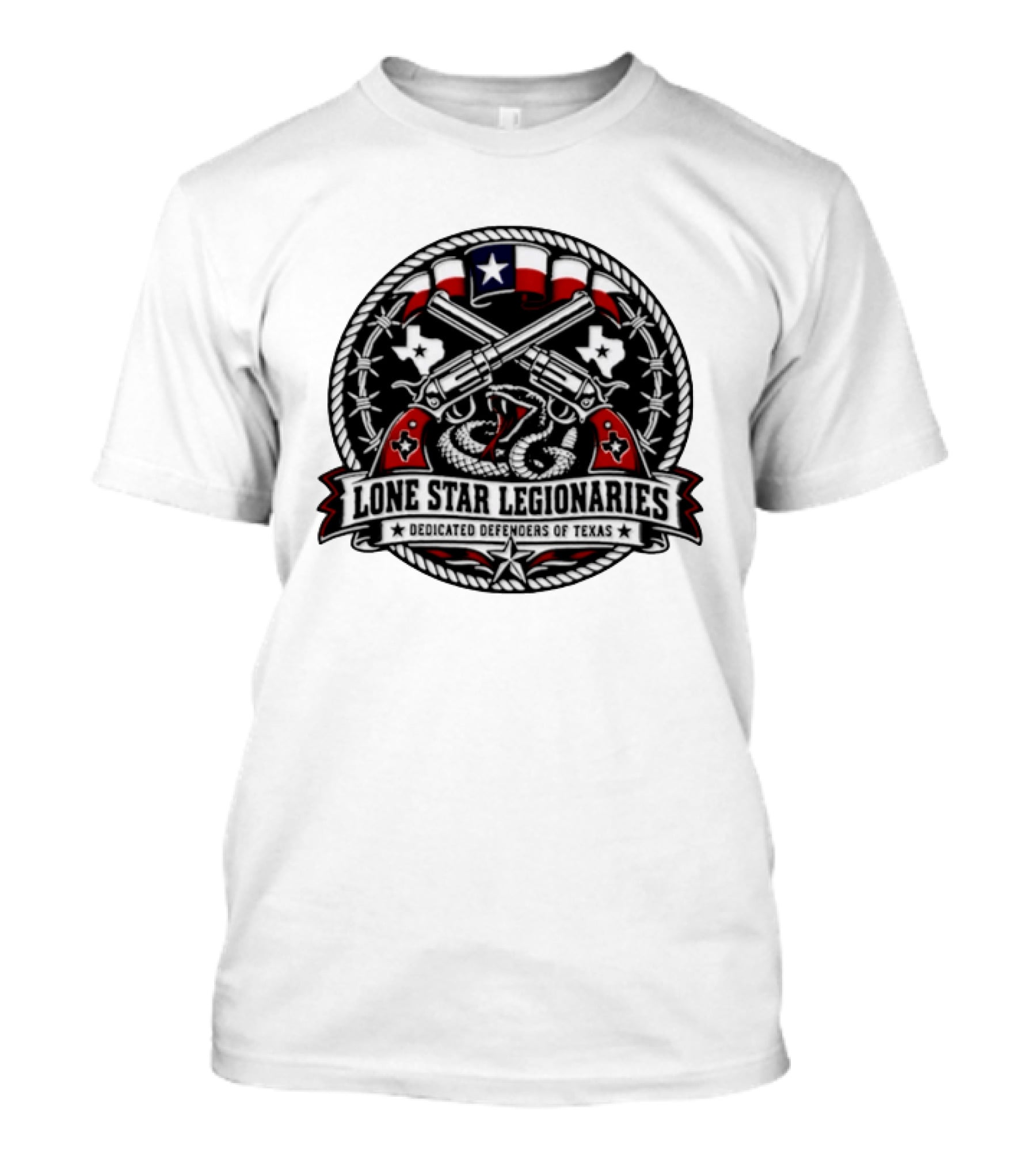 Lone Star Legionaries Texas Pride Snake Pistols Flag T-Shirt