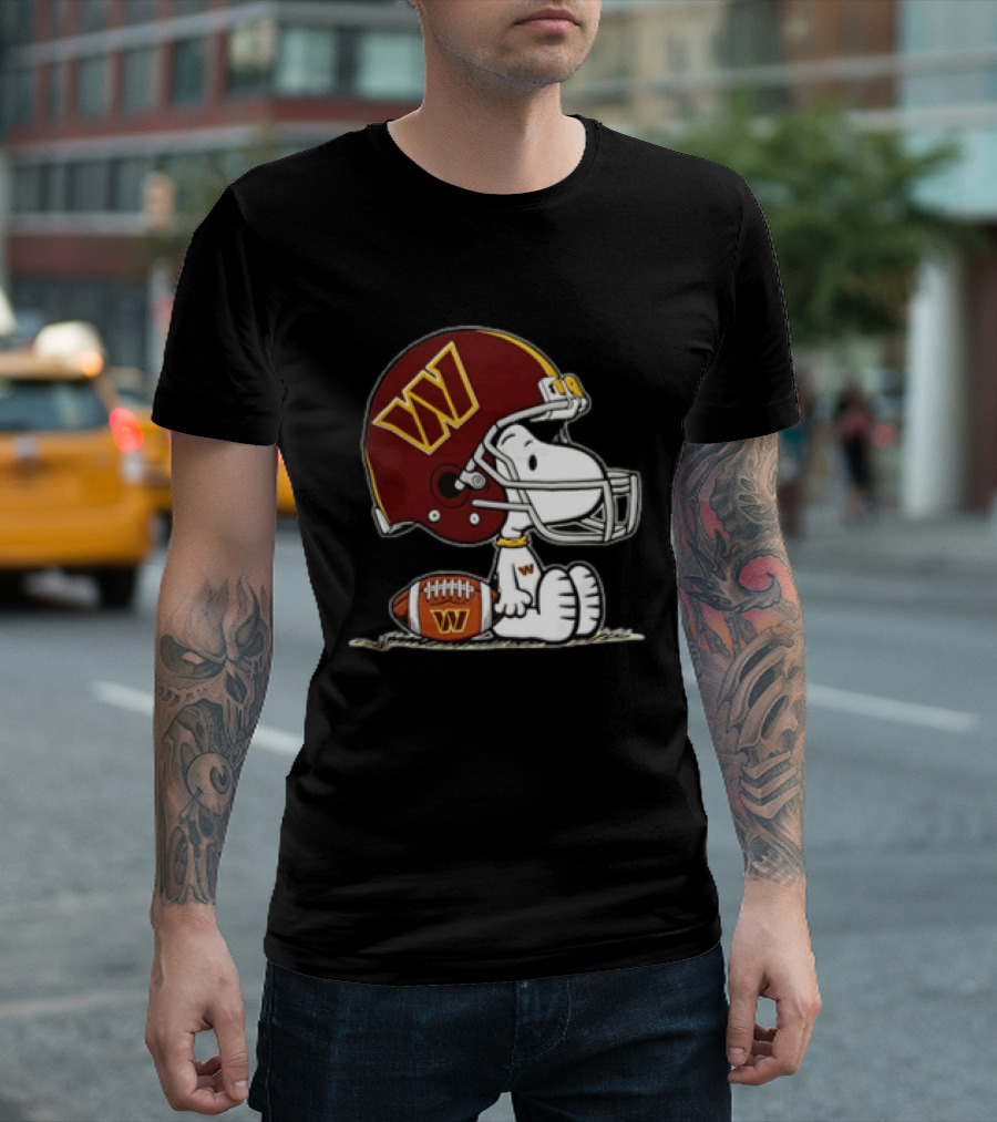 Snoopy Washington Commanders Football Helmet Cartoon Dog T-Shirt