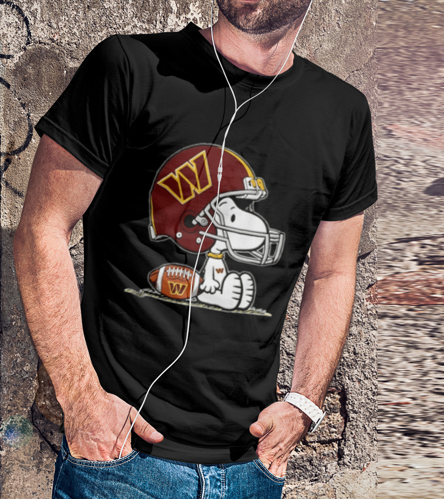 Snoopy Washington Commanders Football Helmet Cartoon Dog T-Shirt