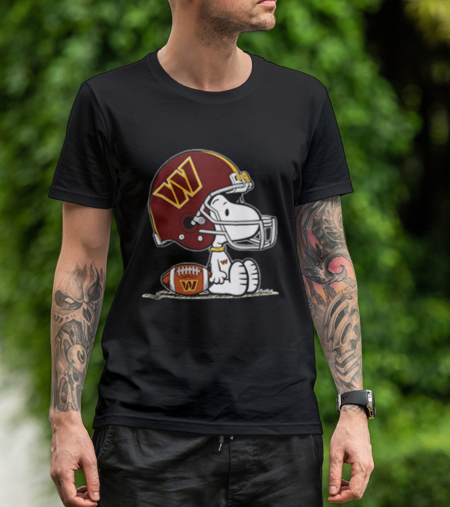 Snoopy Washington Commanders Football Helmet Cartoon Dog T-Shirt