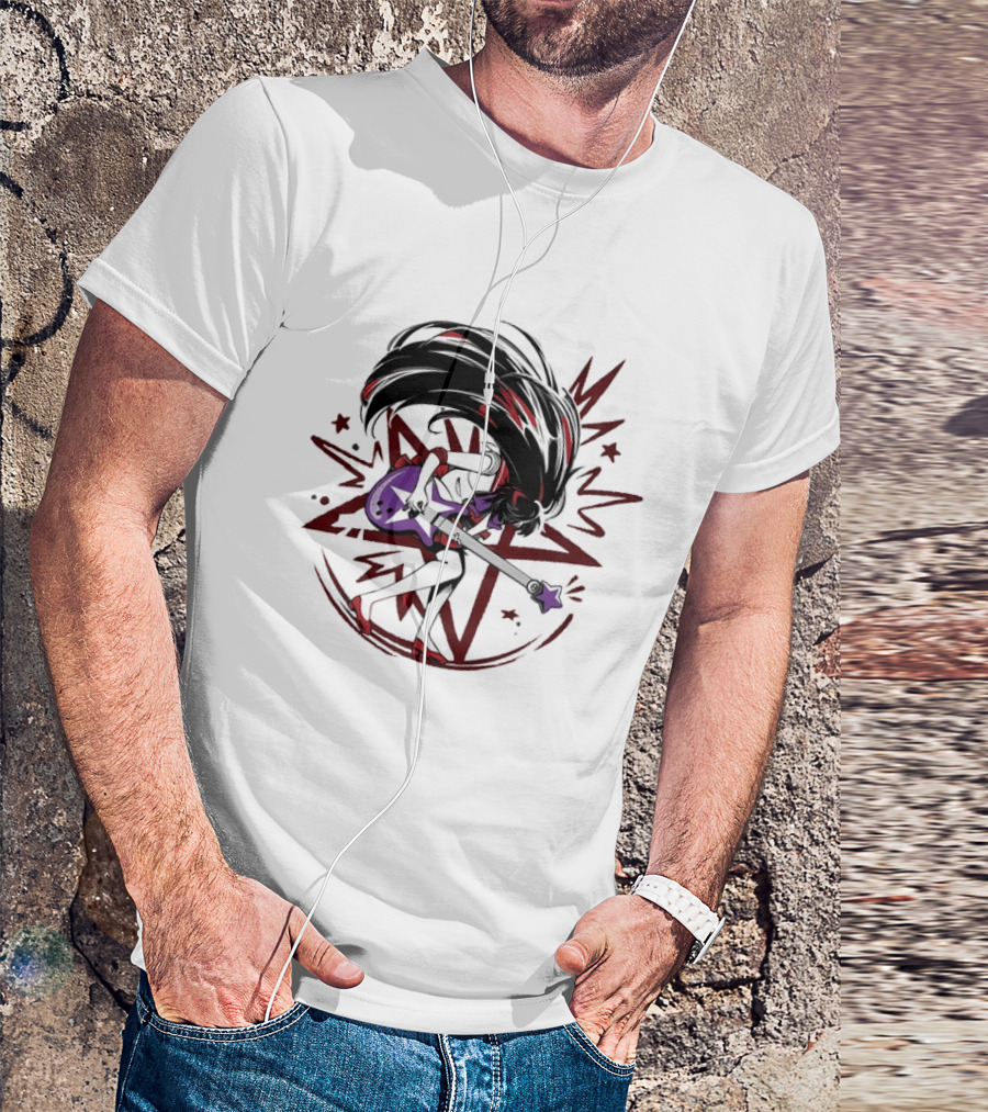 Sailor Mars Rei Hino Rocking Electric Guitar With Cosmic Energy Burst T-Shirt