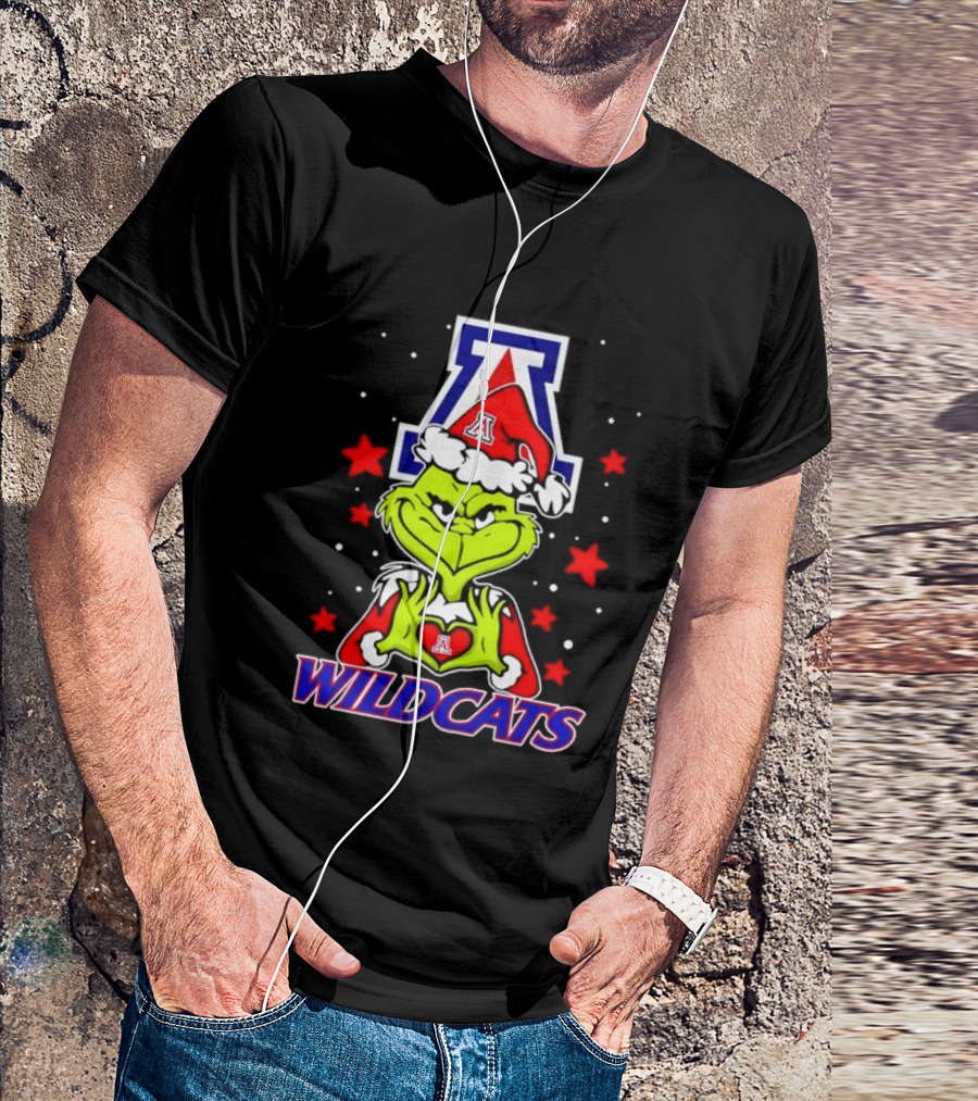 Arizona Wildcats Christmas Grinch NCAA Fan Gear T-Shirt