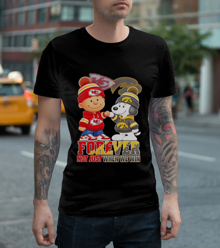 Charlie Brown Snoopy Kansas City Chiefs Iowa Hawkeyes Forever Not Just When We Win T-Shirt