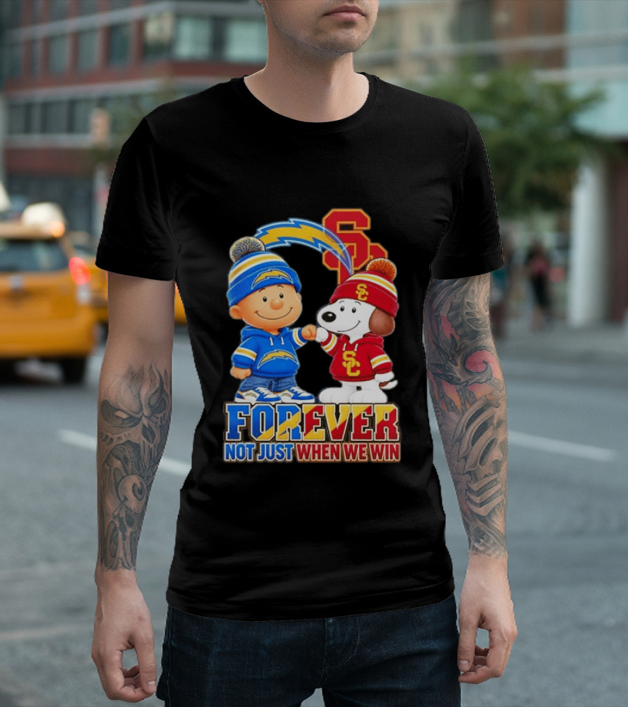 Charlie Brown Snoopy Los Angeles Chargers USC Trojans Forever Not Just When We Win T-Shirt