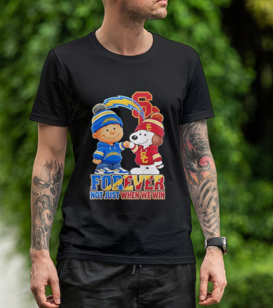 Charlie Brown Snoopy Los Angeles Chargers USC Trojans Forever Not Just When We Win T-Shirt
