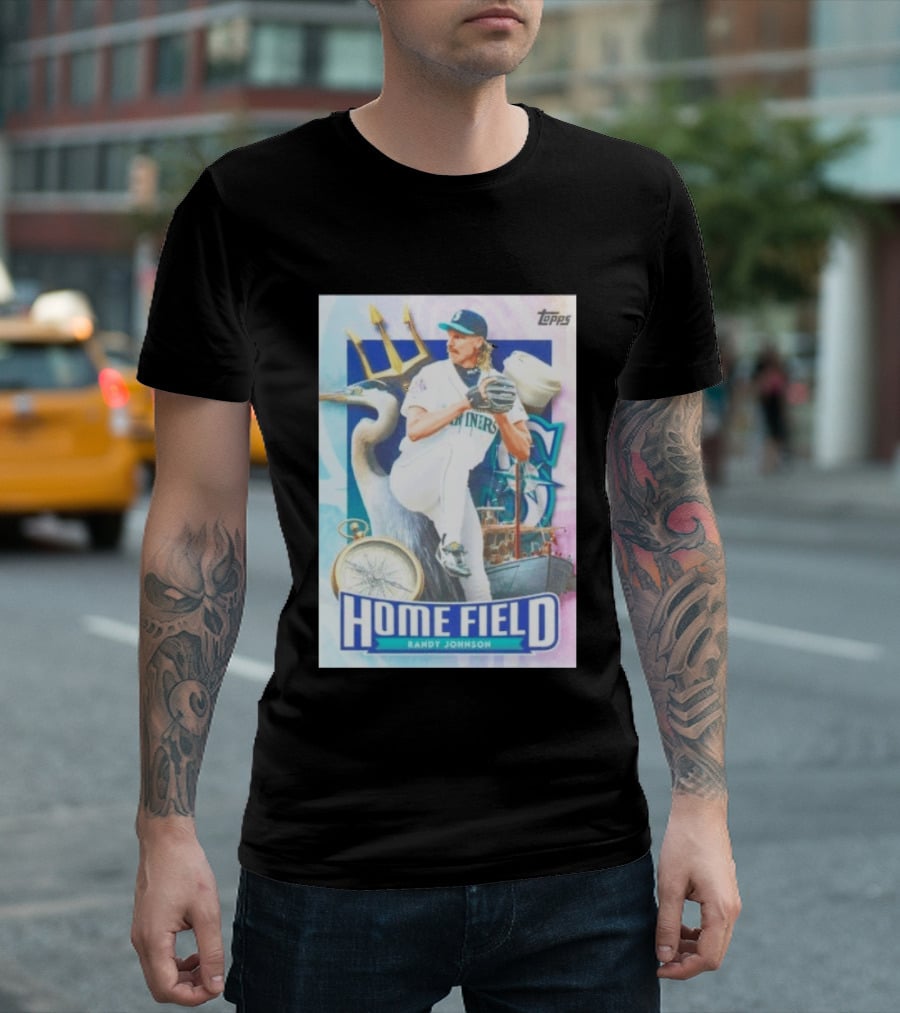 Randy Johnson Seattle Mariners Topps Home Field Baseball Card Mariners T-Shirt