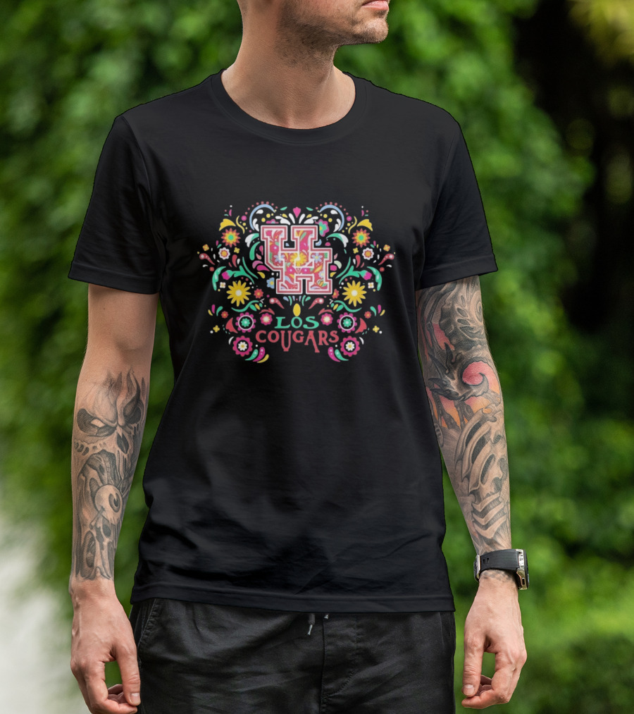 Houston Cougars Dia De Los Muertos Floral 2026 NCAA Los Cougars T-Shirt