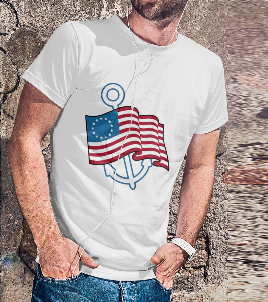 Betsy Ross Flag Nautical Anchor Patriotic T-Shirt