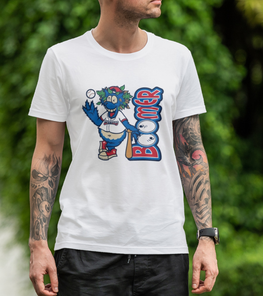 Boomer The Cutters Baseball Mascot With Bat And Ball T-Shirt