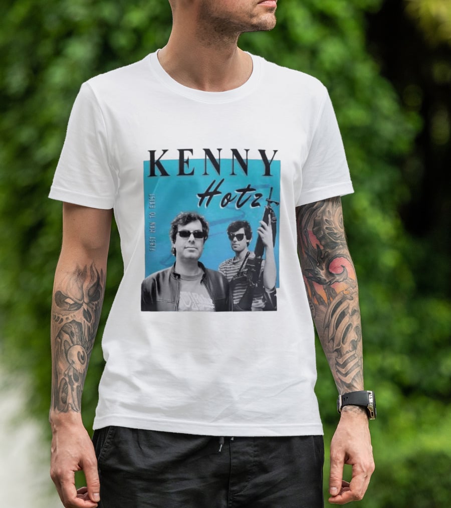 Kenny Hotz First Man To Exist Black And White Sunglasses Gun Image T-Shirt