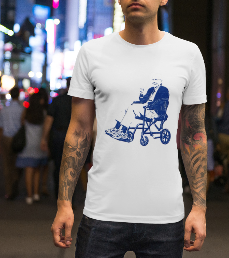 Kentucky Political Humor Go For Two Finger Man In Wheelchair Sneakers T-Shirt