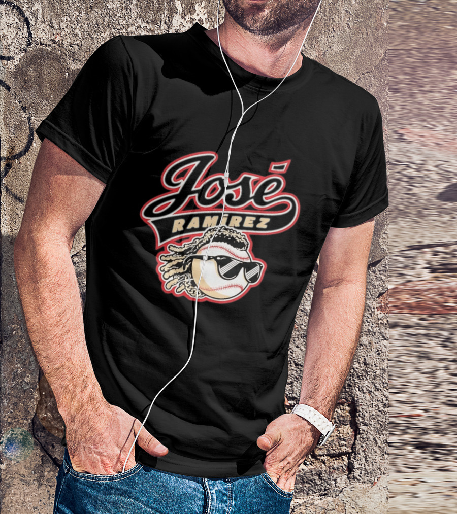 José Ramírez Cleveland Guardians Baseball Player Cool Baseball Icon With Sunglasses T-Shirt