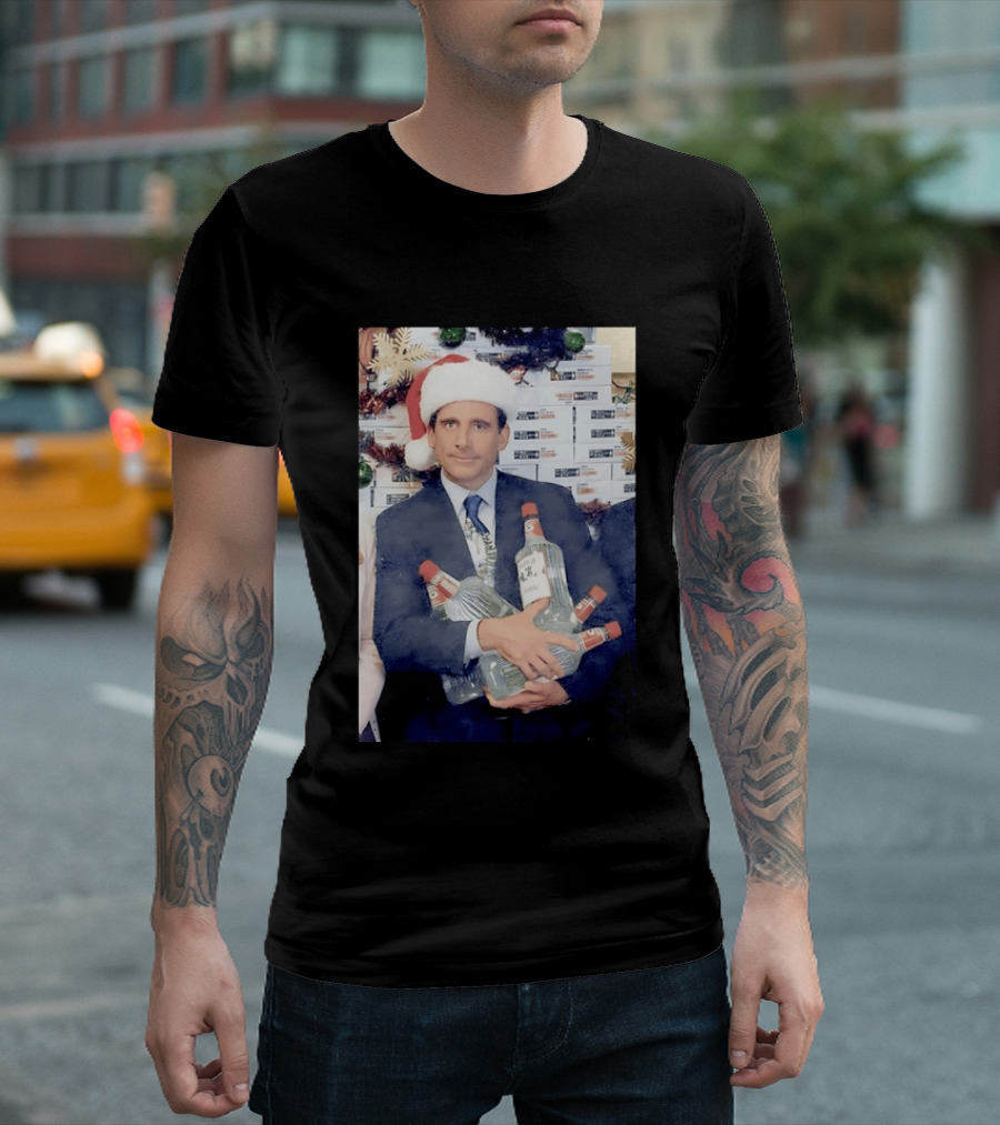 Michael Scott Holiday Party Vodka Santa Hat Scene T-Shirt