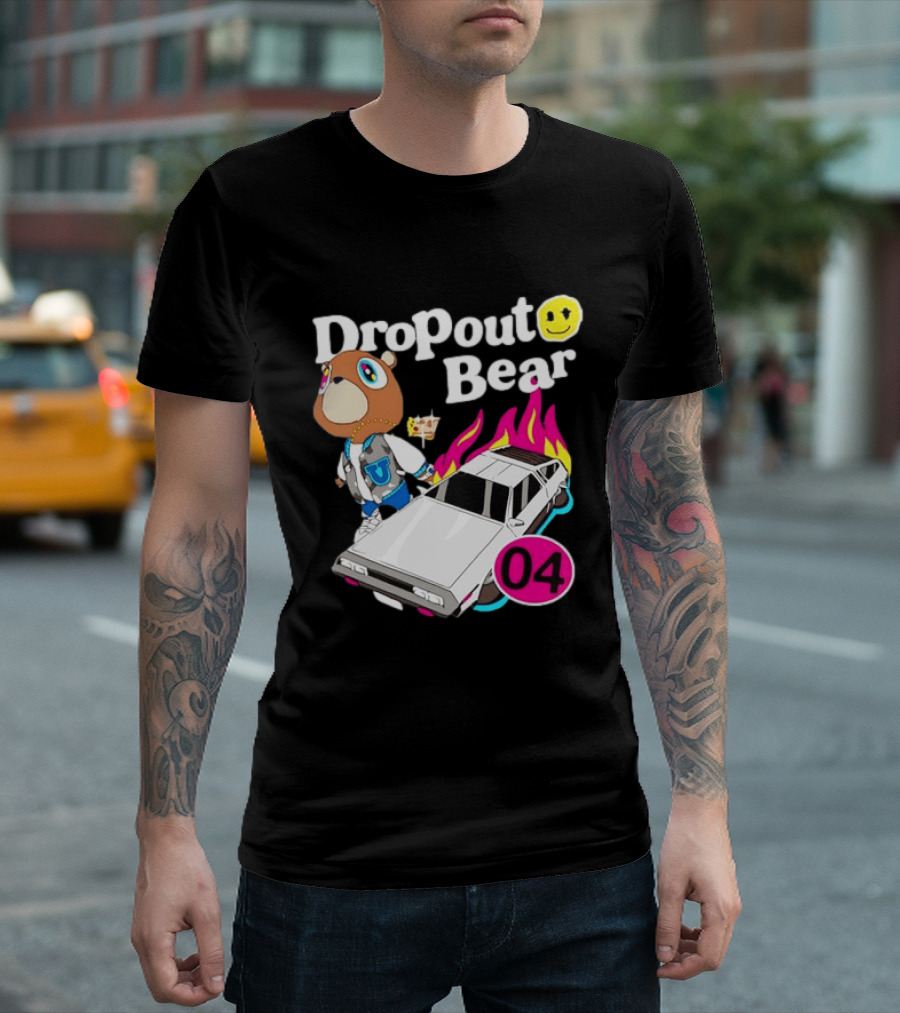 Kanye West Dropout Bear DeLorean 04 Flame Sneakers T-Shirt