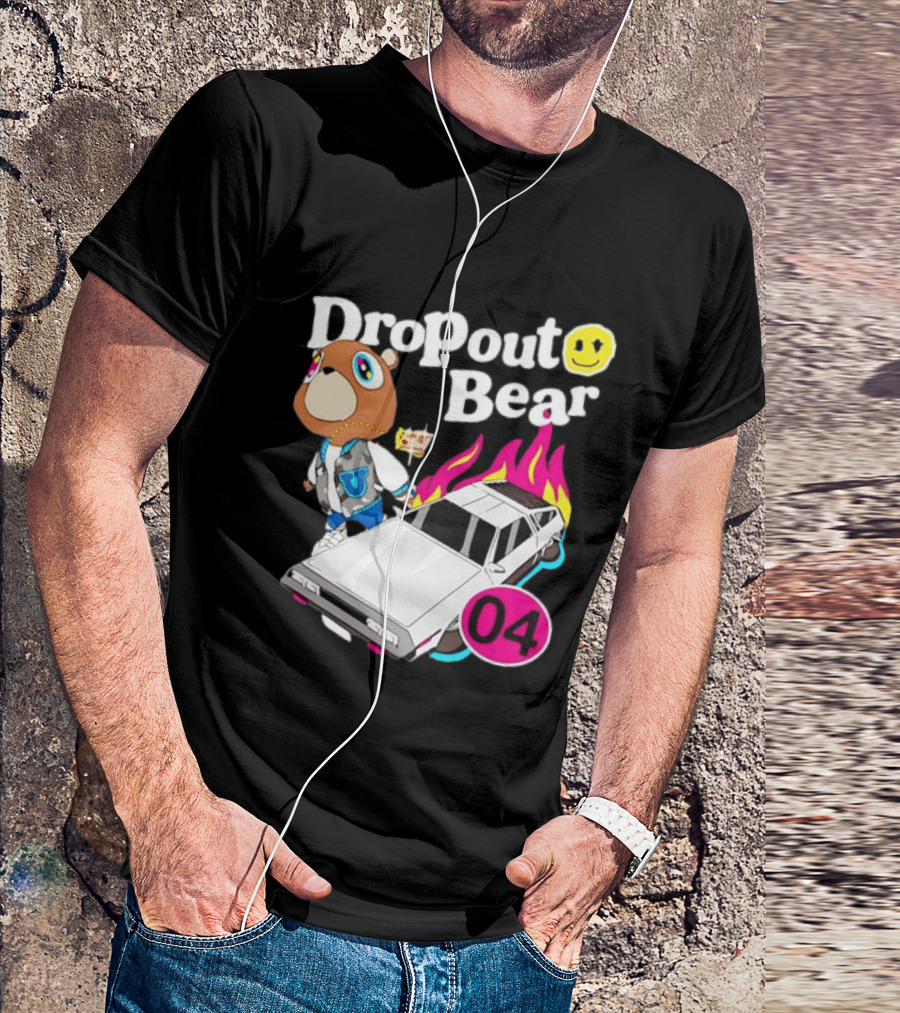 Kanye West Dropout Bear DeLorean 04 Flame Sneakers T-Shirt