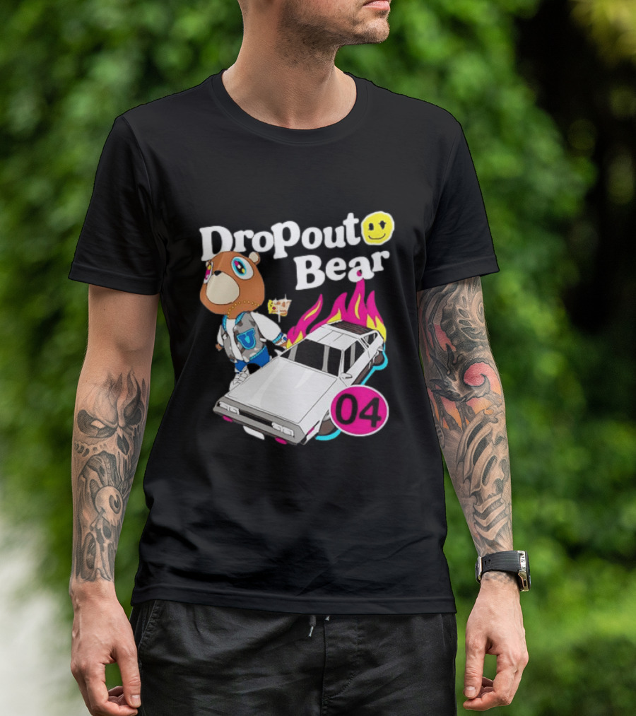 Kanye West Dropout Bear DeLorean 04 Flame Sneakers T-Shirt