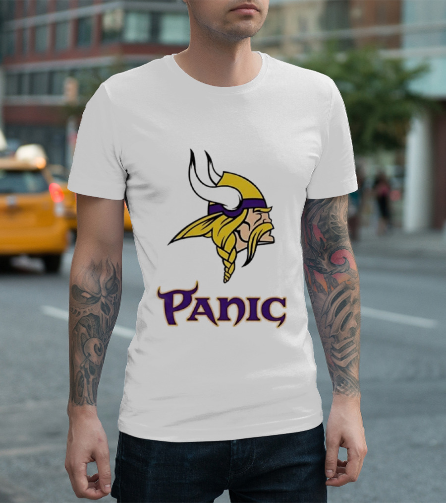 Minnesota Vikings Panic Viking Helmet Design NFL Fan T-Shirt