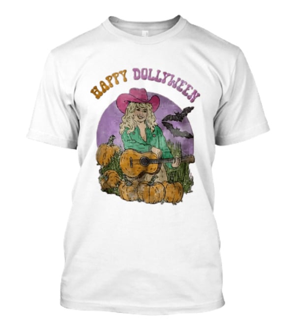 Happy Dollyween Dolly Parton Pumpkins Bats Country Music Star T-Shirt