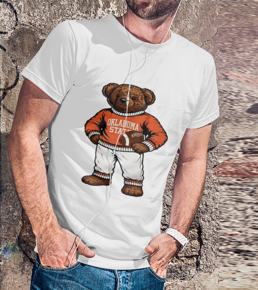 Oklahoma State Football Bear Holding Football Cowboys T-Shirt
