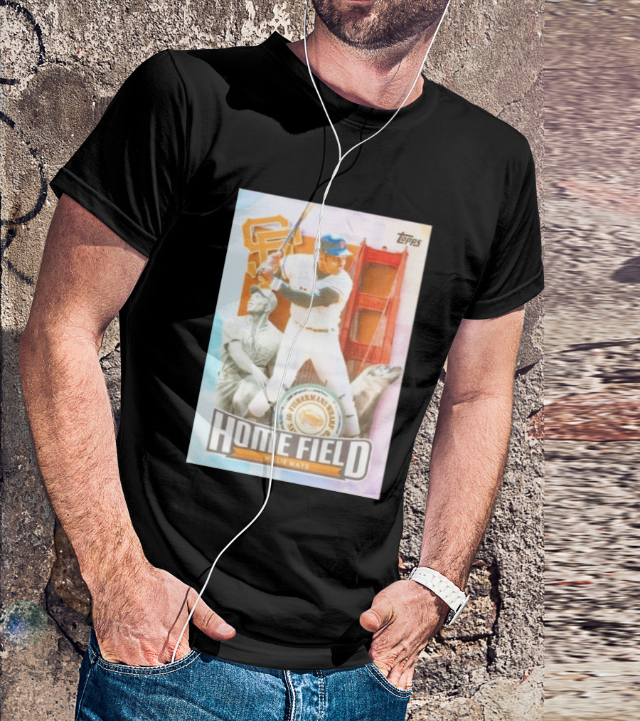 San Francisco Giants Willie Mays Topps Home Field Fisherman's Wharf Golden Gate Bridge T-Shirt