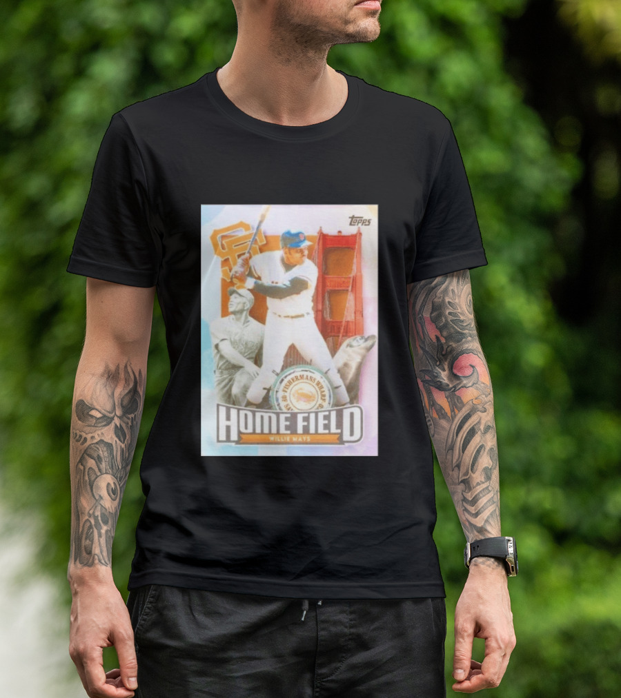 San Francisco Giants Willie Mays Topps Home Field Fisherman's Wharf Golden Gate Bridge T-Shirt