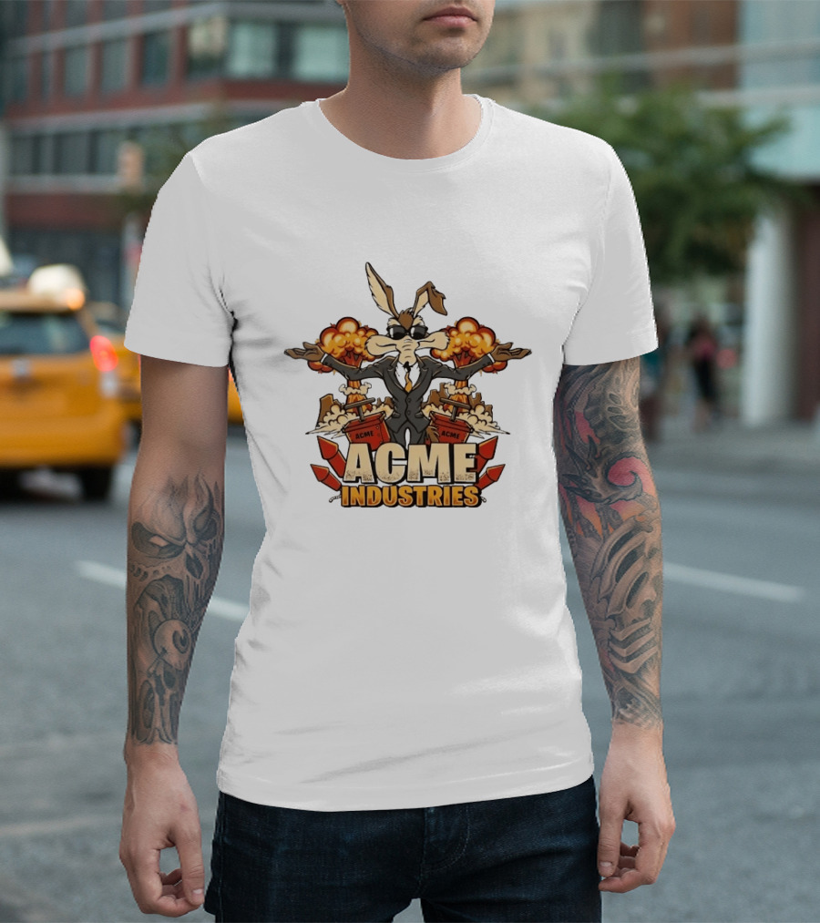 Wile E Coyote Acme Industries Suit Explosions T-Shirt