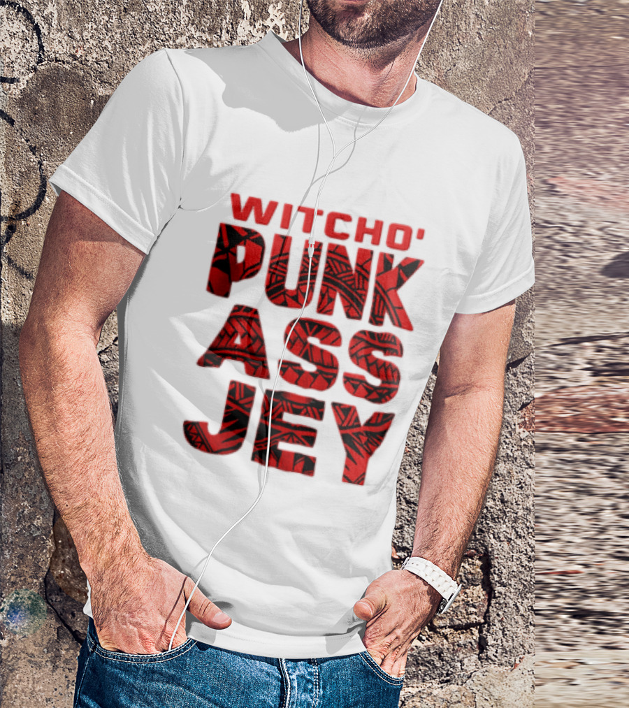Witcho Punk ASS JEY Red And Black Tribal Patterned Block T-Shirt