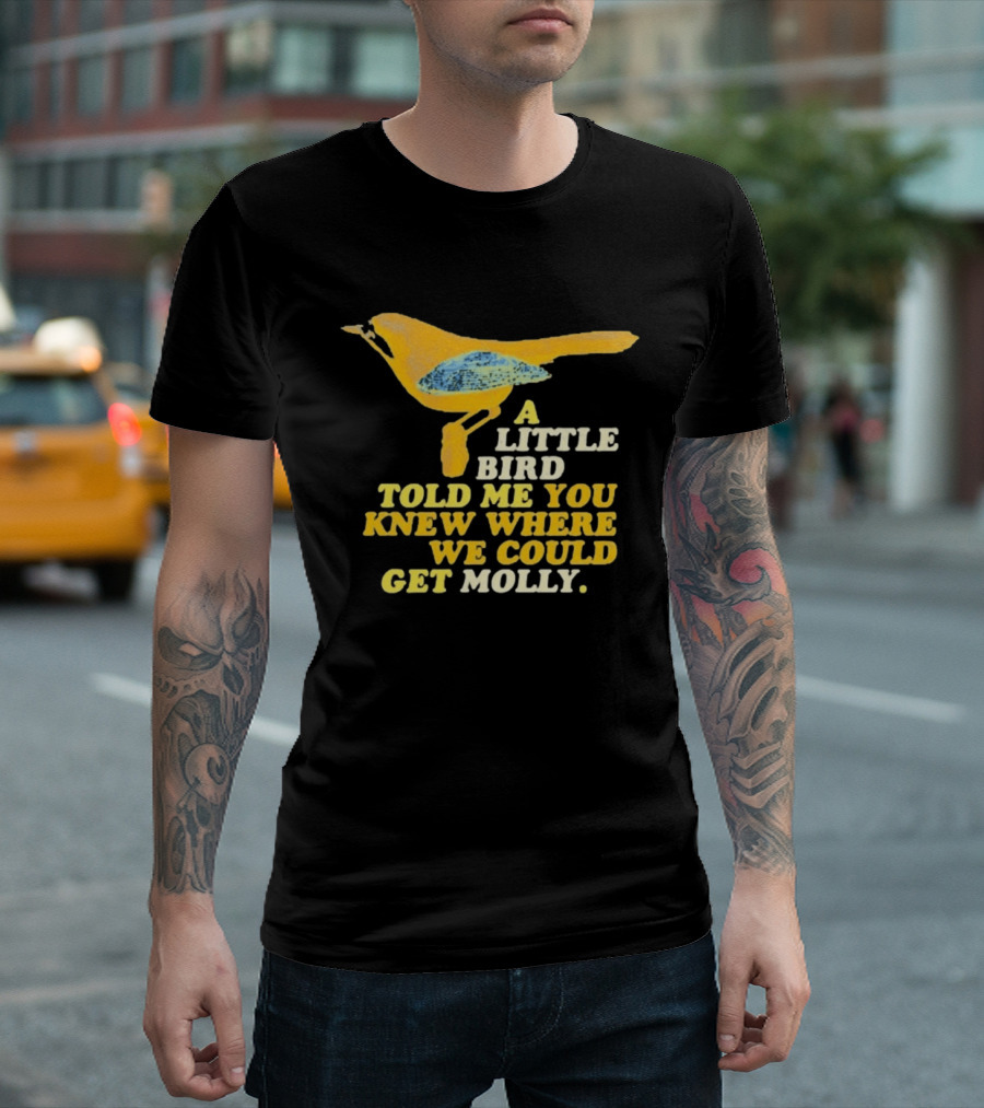 A Little Bird Told Me You Knew Where We Could Get Molly Text With Cartoon Bird T-Shirt