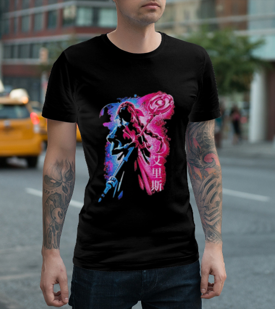 Aerith Gainsborough Final Fantasy VII Pink And Blue Japanese T-Shirt