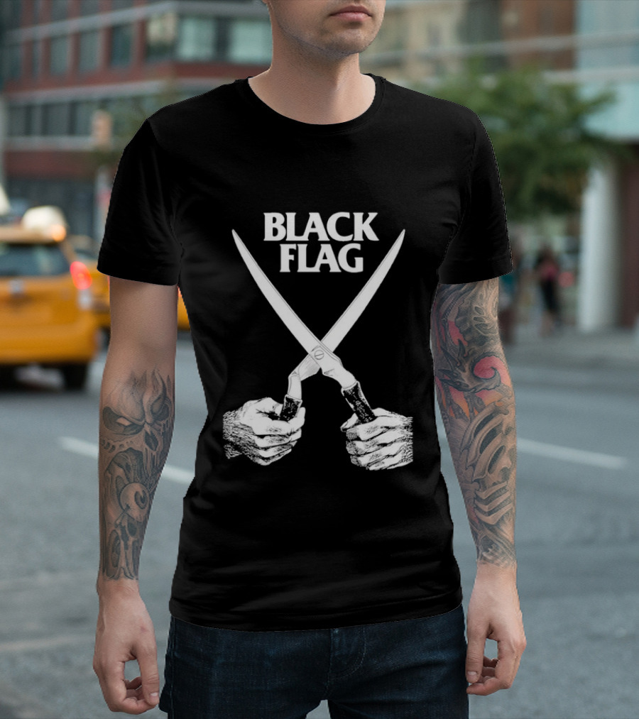 Black Flag Scissors Punk Rock Raymond Pettibon T-Shirt