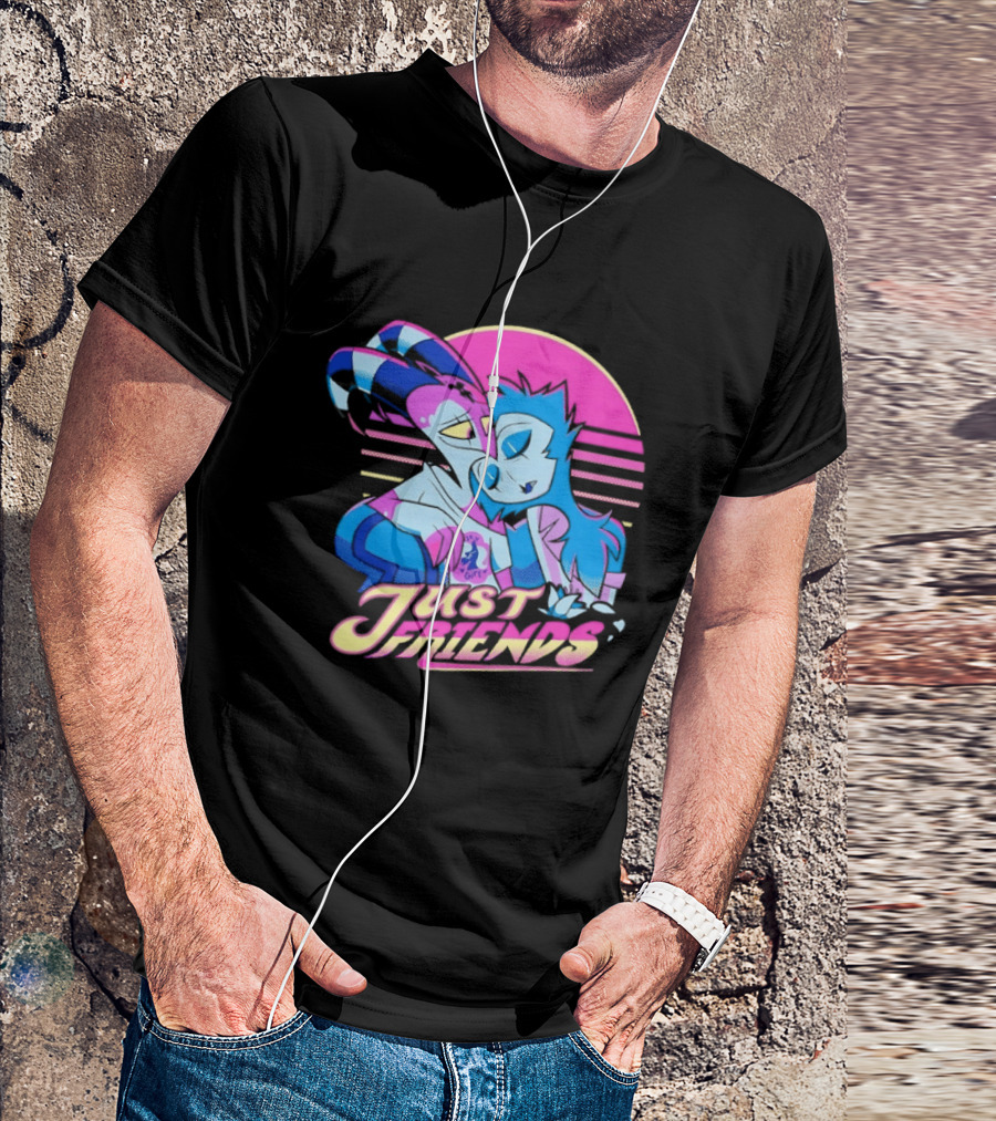 Just Friends Blitzø Stolas Helluva Boss Neon Sunset T-Shirt